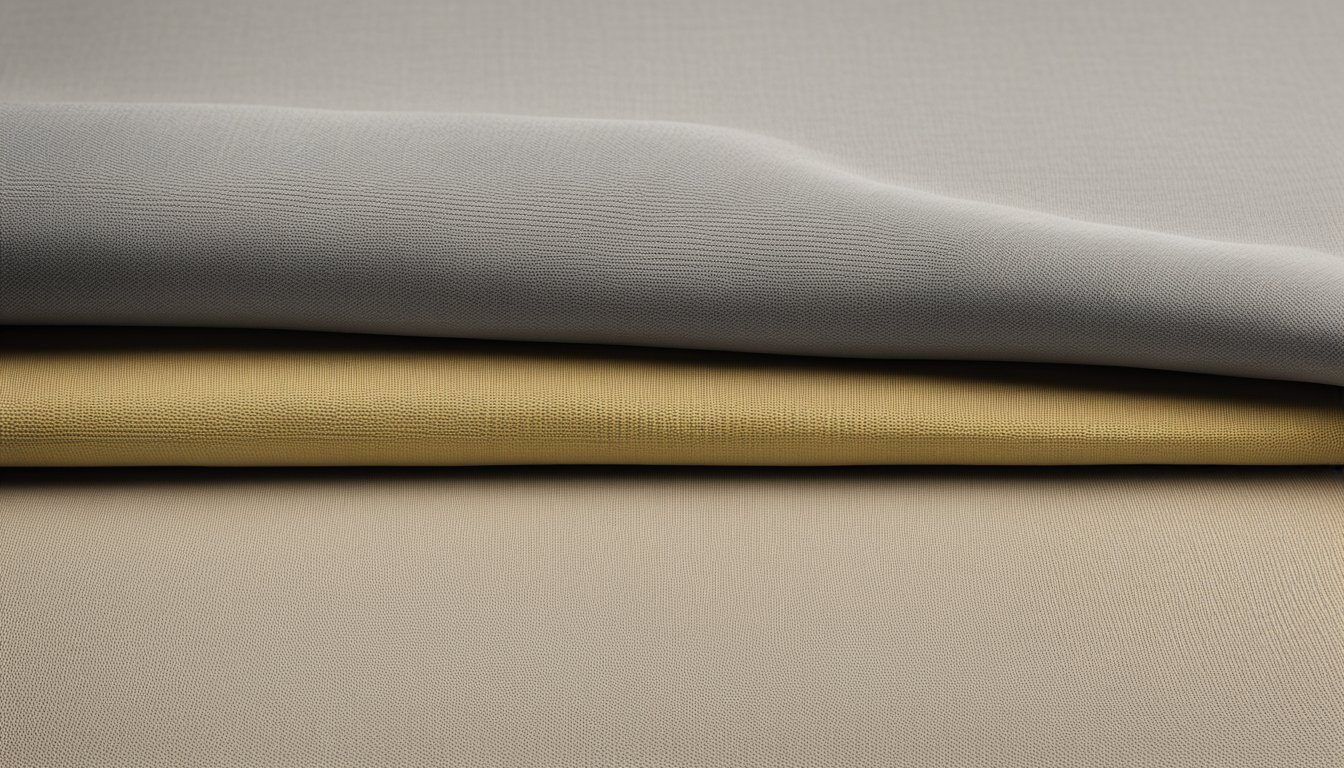 A polo and a t-shirt fabric swatch displayed side by side on a clean, neutral background, with clear and defined textures